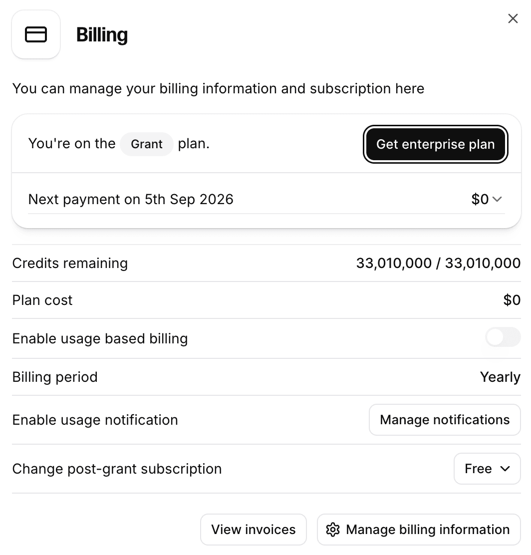 Screenshot showing customer receiving AI credits